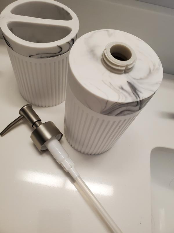 allen + roth Rochelle White Marble Resin Toilet Brush Holder in