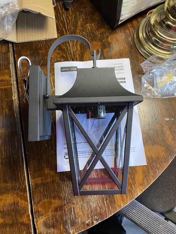 allen + roth Splitrock 1-Light 13.25-in H Black LED Outdoor Wall