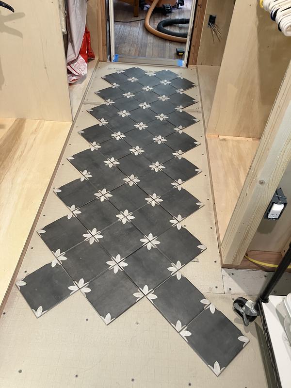 allen + roth Fiona Black 8-in x 8-in Matte Porcelain Patterned Floor ...