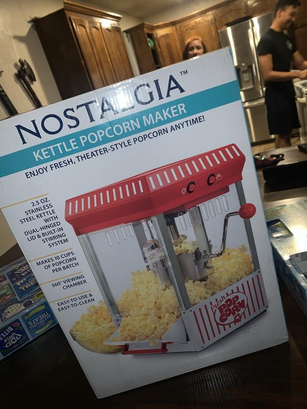 Nostalgia 0.3-Cup Oil Tabletop Popcorn Machine - Red, Pops 10 Cups per  Batch, UL Safety Listed, Dishwasher-Safe Parts