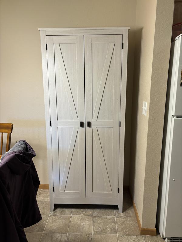 Ameriwood Home Winthrop Rustic Ivory Pine Reclaimed Wood Pantry