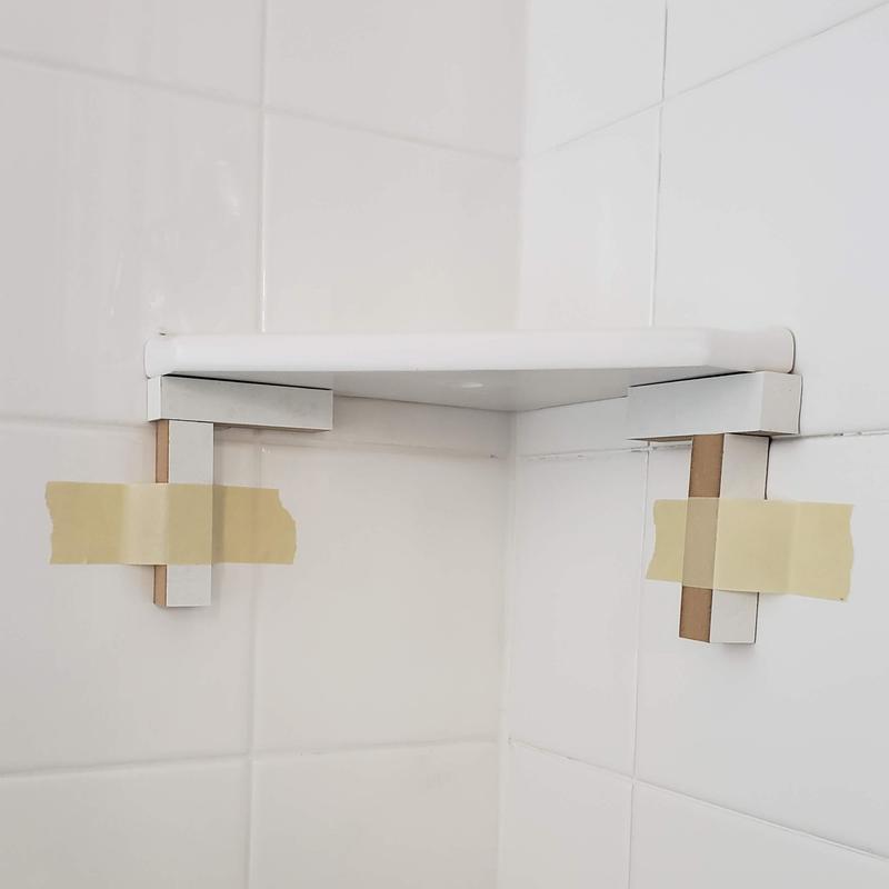 Questech Decor Shower Shelf, 10 inch Geo Flatback, Gray Polished, Size: 10 Corner Shelf