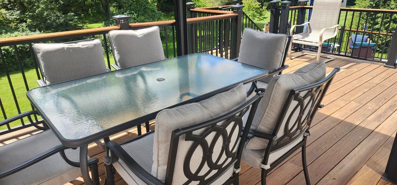 Shop allen + roth Thomas Lake 7-Piece Patio Dining Set with Red ...