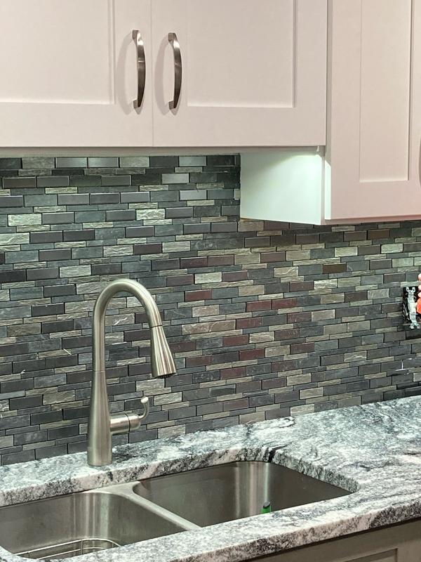 Elida Ceramica Natural Mountain 12-in x 12-in Crackled Ceramic/Stone Slate Linear Mosaic Wall Tile