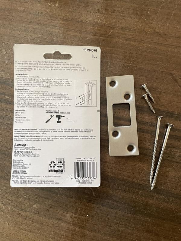 RELIABILT 1-1/4-in W x 3-5/8-in L Satin Security strike kit in the ...