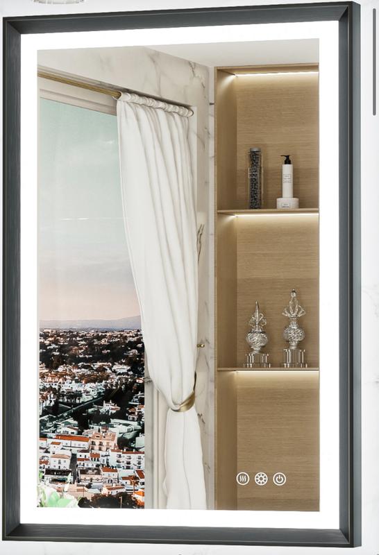 Keonjinn Backlit Bathroom LED Lighted Mirrors 48-in x 30-in Framed ...