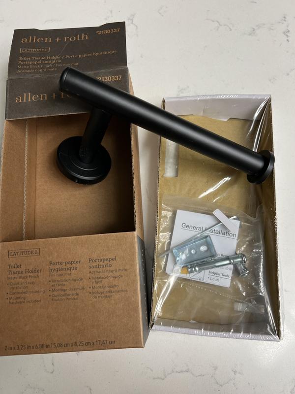 allen + roth Latitude 2 Black Wall Mount Single Post Toilet Paper