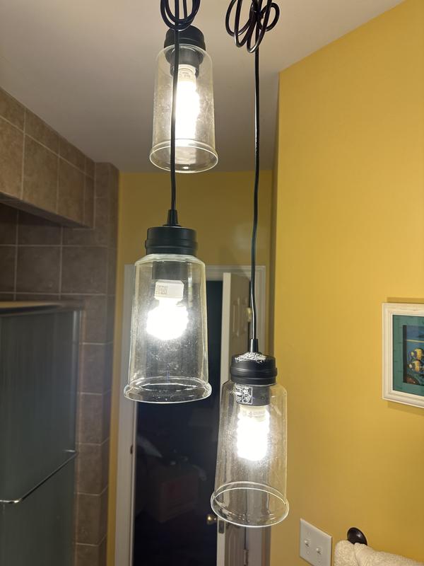 Kichler Jaylen 3-Light Brushed Nickel Farmhouse Clear Glass Cylinder Medium Hanging Pendant Light
