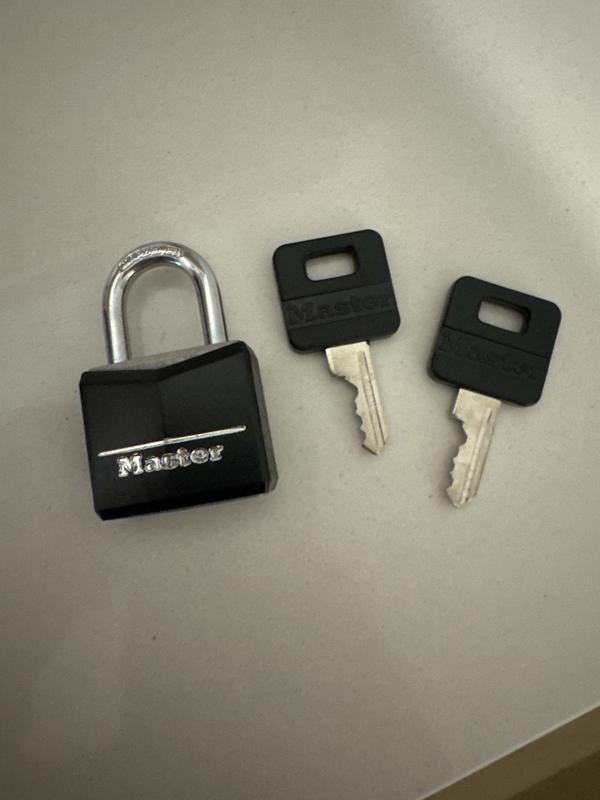 Master Lock 141TLF 2-Pack Keyed-Alike Padlock – Black Vinyl Covered Aluminum Body, Hardened Steel Shackle, 40mm Wide, For Toolboxes, Gym Lockers & Storage