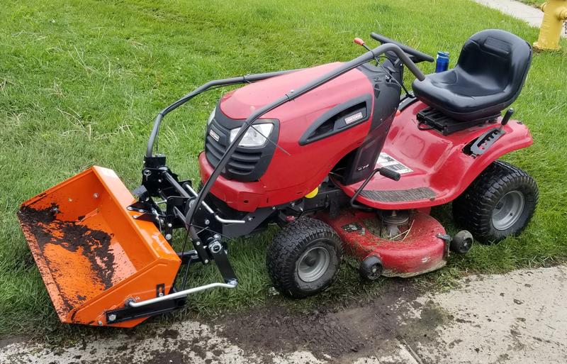 Riding mower front discount scoop