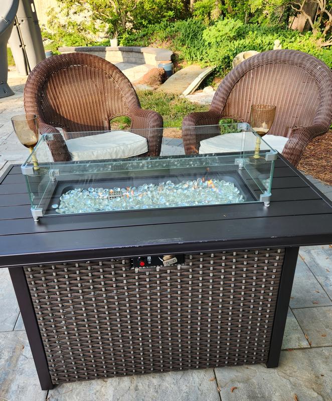 Nuu Garden 23.6-in W 50000 Maximum BTUs Iron Rectangle Liquid propane ...