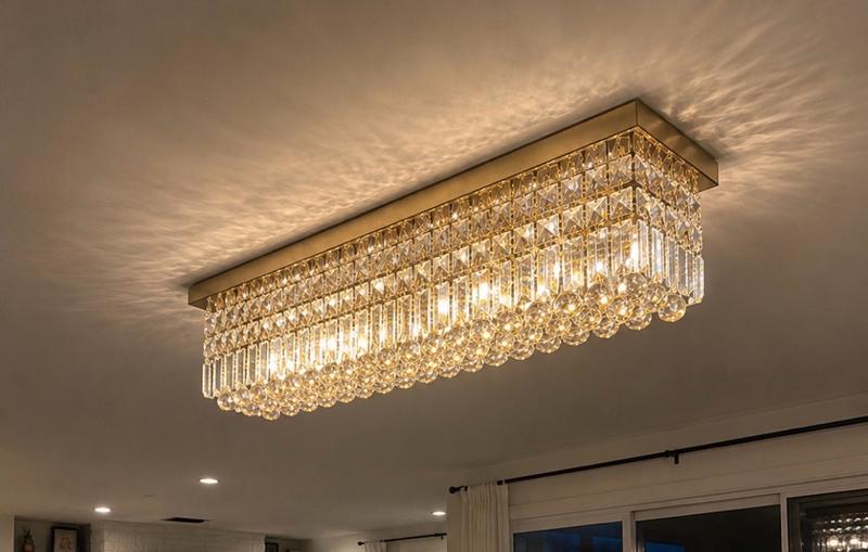 SILJOY 31.5-In 6 Light Modern Chrome Linear Crystal Chandelier