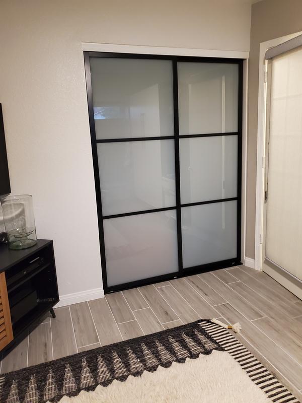 ReliaBilt 9800 Series Boston 60-in x 96-in Java Frosted Glass Prefinished Aluminum Sliding Door (Hardware Included) ReliaBilt 9800 Series Boston 60-in x 96-in Java Frosted Glass Prefinished Aluminum Sliding Door (Hardware Included)