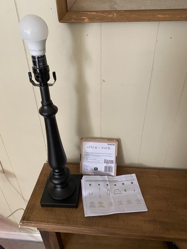 allen + roth 19-in Matte Black Plug-in Metal Lamp Base MTL-1248 at