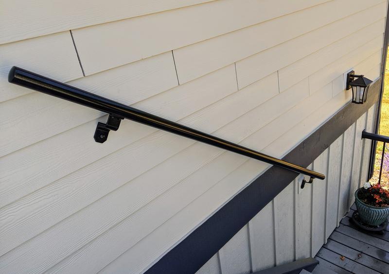 Wolf Handrail 1.9-in x 96-in Hammered Black Painted Aluminum Interior ...