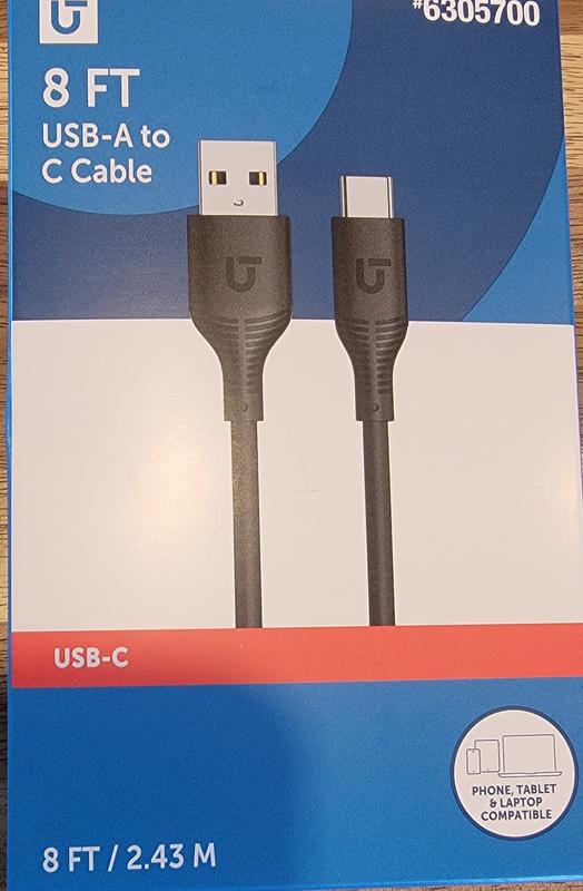 Utilitech 8-ft Usb 2 Usb-c Black Cable 8B47-3190010R-FG at Lowes.com