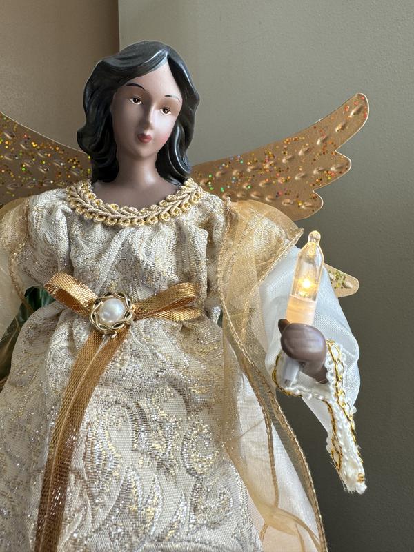 GE 14-in Angel White/Gold White Christmas Tree Topper