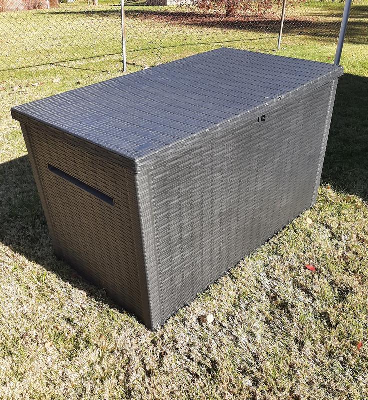 Keter Java Durable Outdoor Storage 230-Gallon Grey Plastic Deck Box in ...