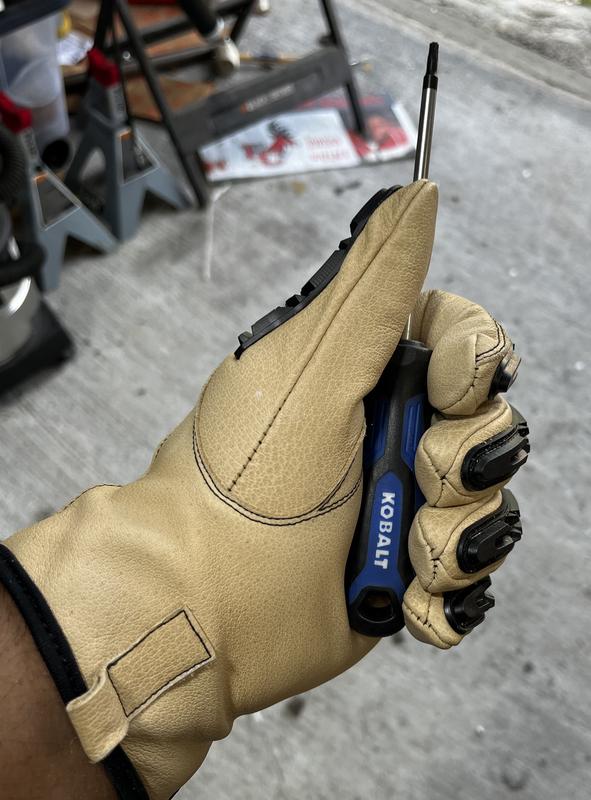 Kobalt Large Brown Leather Construction Gloves, (1-Pair) in the Work Gloves  department at