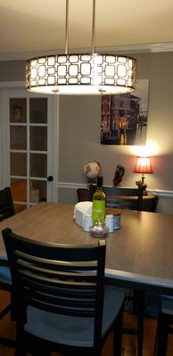 Kichler Sabine 4-Light Olde Bronze Modern/Contemporary Etched Glass Drum Large Hanging Pendant Light