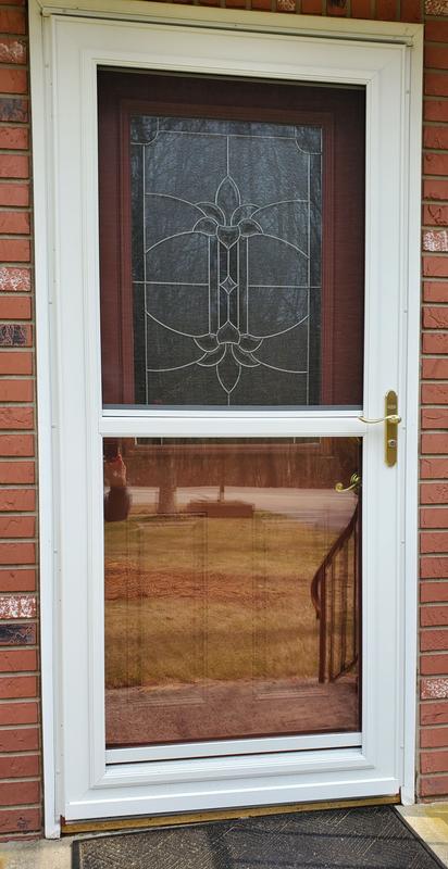 LARSON Tradewinds Selection 32-in x 81-in Peregrine (Graphite) Full-view Retractable Screen Aluminum Storm Door