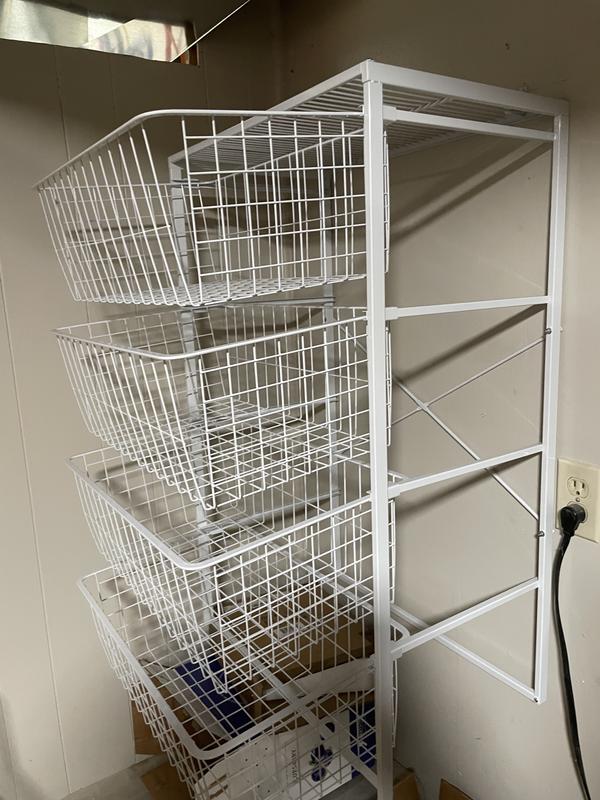 35.94 in. H x 21.65 in. W White Steel 4-Drawer Close Mesh Wire Basket