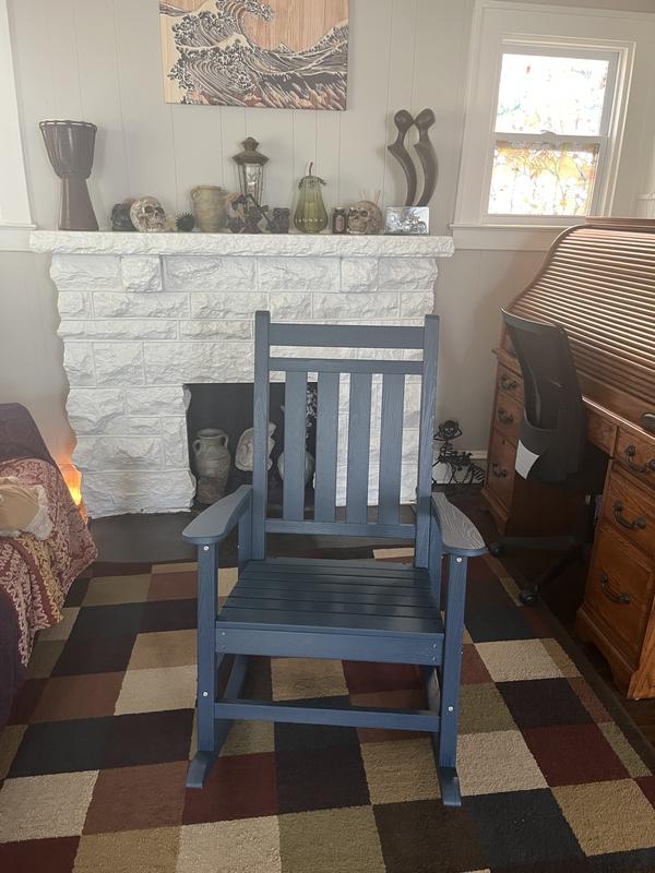 VOUA 21.06in Wide Seat High-Back Rocking Chair Porch Rocker Red HDPE ...