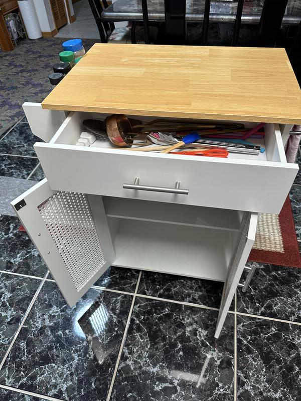 Jarenie Gray Mdf Base with Mdf Wood Top Rolling Kitchen Island (15.8-in x 26-in x 35.2-in)