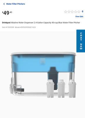Drinkpod Alkaline water dispenser 2.4 g 40-cup Black Water Filter Pitcher  in the Water Filter Pitchers department at
