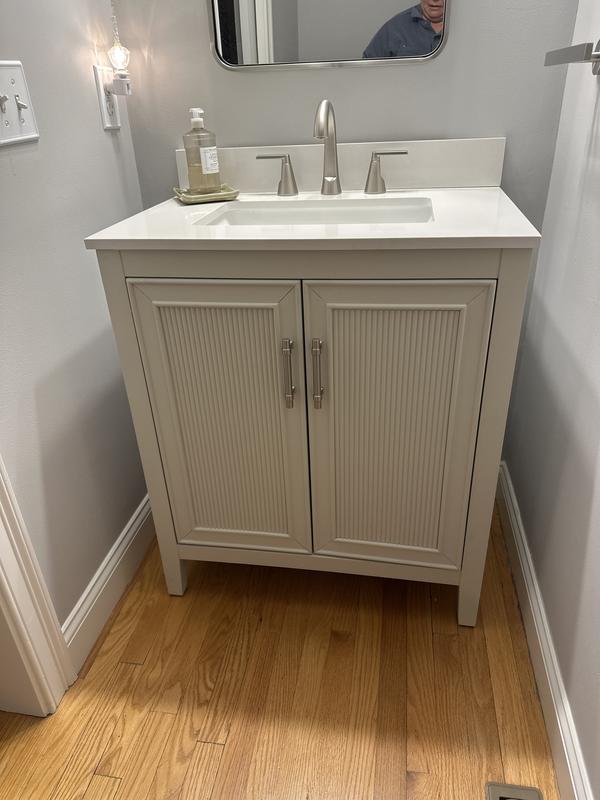 Style Selections Alaia 60-in Muse Gray Undermount Double Sink Bathroom Vanity with White Engineered Stone Top