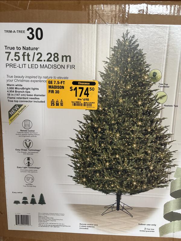 GE 7.5-ft Madison Fir Easy Shape Pre-lit LED Artificial Christmas Tree ...