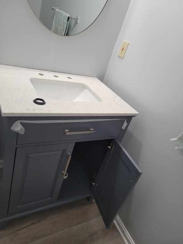 allen + roth Brookview 30-in Slate Blue Undermount Single Sink Bathroom  Vanity with Carrara Engineered Marble Top at