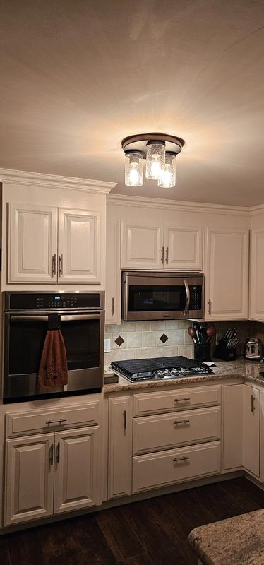 THEREDTHREAD wh×bk Barrington 3 -Light 11.5-in Distressed Black Flush Mount