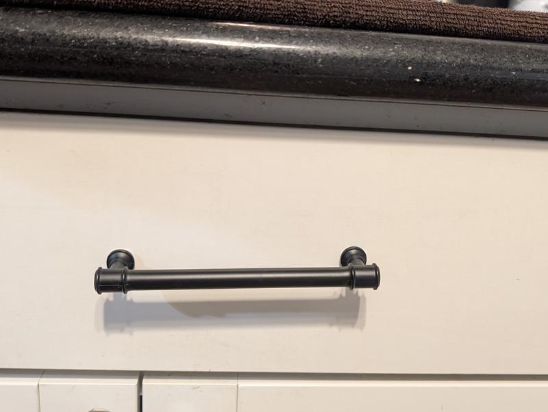 allen + roth Magnus 5-1/16-in (128Mm) Center to Center Matte Black Cylindrical Bar Drawer Pull