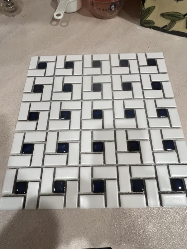 Affinity Tile Spiral Blue and White 13-in x 13-in Multi