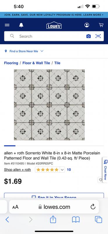 Sorrento White 8-in x 8-in Matte Porcelain Patterned Floor and Wall Tile (0.42-sq. ft/ Piece)