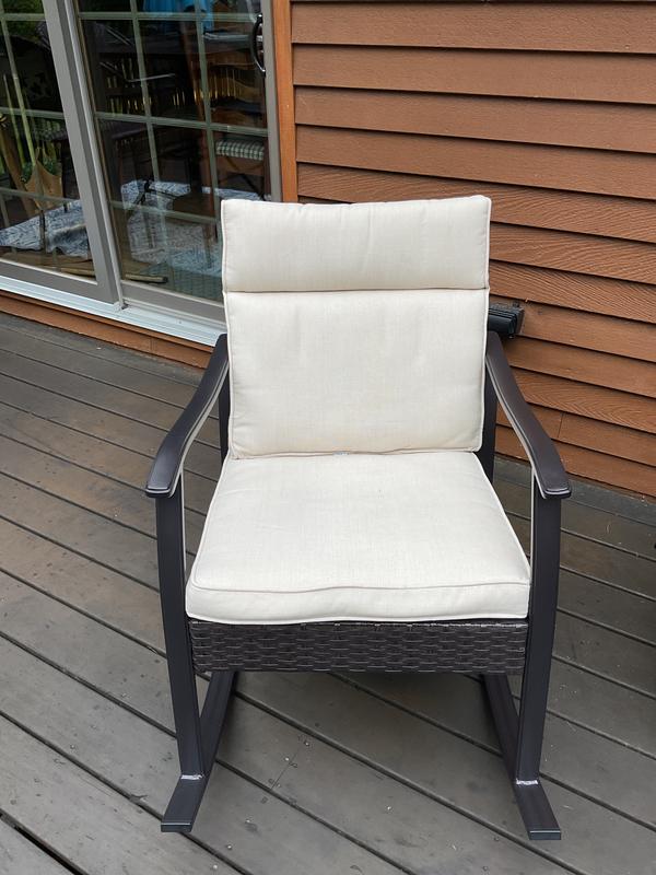 Nuu Garden Patio Chairs Aluminum Frame Rocking Chair with White ...