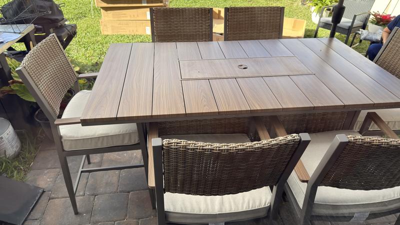 Shop allen + roth Dorsey 7-Piece Patio High Fire Dining Set with Cream ...
