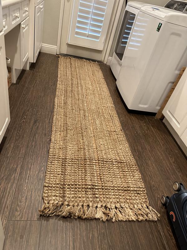 2'x8' Para Hand Woven Chunky Jute with Fringe Runner Rug, Natural -  JONATHAN Y