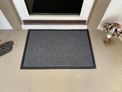 Front Door Mat, Non-Slip Entryway Rug,Resist Dirt Hello Welcome Mat for  Shoes Scraper, Low Profile Outdoor Indoor Doormat, Durable for  Entrance,Garage,High Traffic Area(17X30'', Grey) 