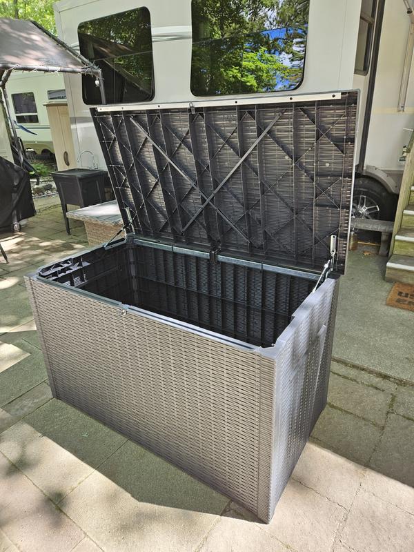 Keter Java Durable Outdoor Storage 230-Gallon Brown Plastic Deck Box in ...