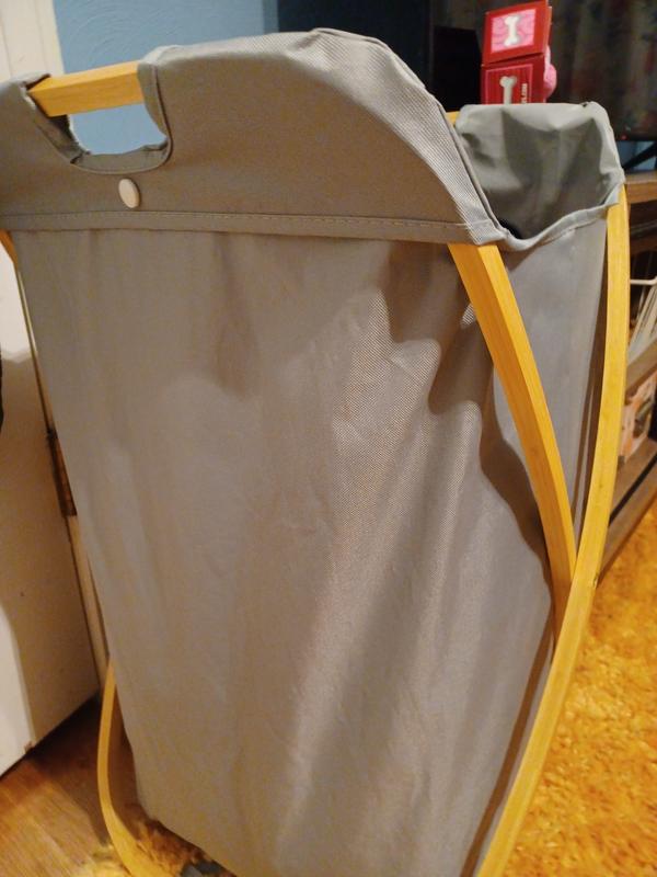 Oceanstar Bamboo Folding X-Frame Laundry Hamper Sorter, Blue