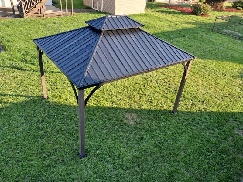 allen + roth 12-ft x 10-ft Gazebo Rectangle Black Metal
