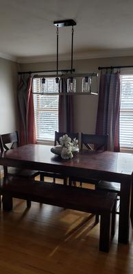 Quoizel Fernley 4-Light Bronze with Natural Walnut Farmhouse Chandelier