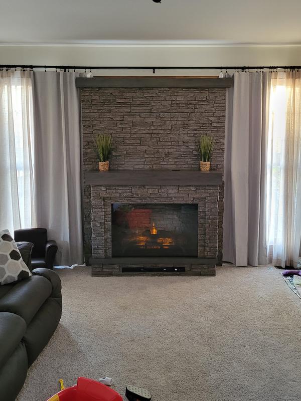 allen + roth 44.5-in W Gray Faux Stacked Stone with Cocoa Infrared