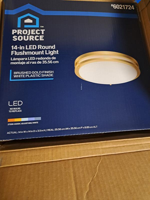 Project Source 1 -Light 14-in Matte Gold Integrated LED Flush Mount ...