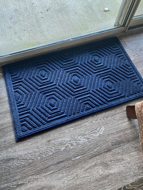 Mohawk Home Striped Utility Mat Indigo Indoor/Outdoor 36 in. x 48 in. Utility Door Mat, Blue