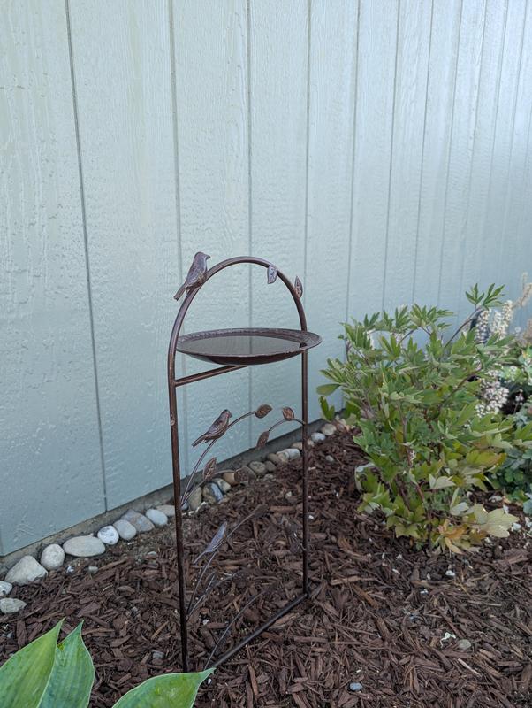 Style Selections 26-in Bronze Birdbath Garden Metal Stake in the