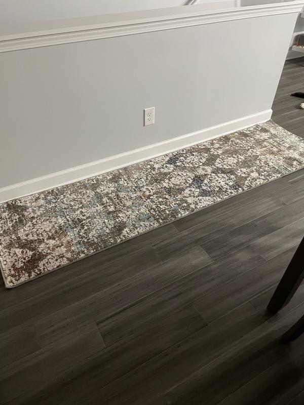 allen + roth with STAINMASTER Damask Abstract 2 X 8 (ft) Smokey Gray ...