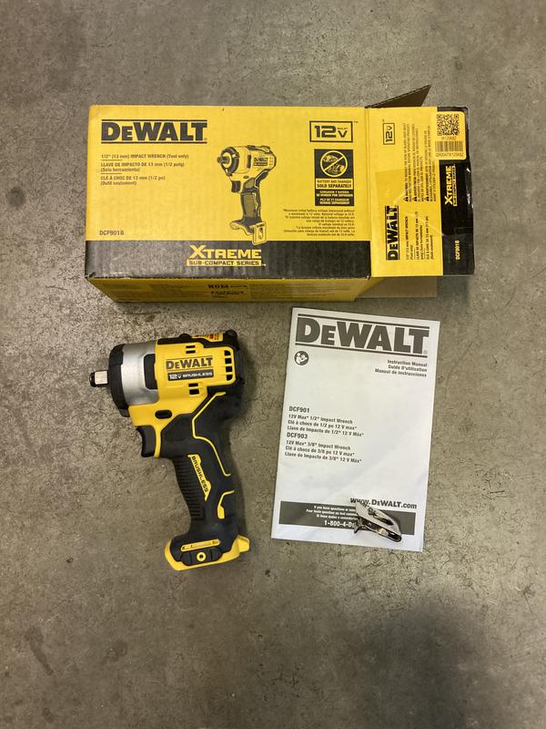 DEWALT DCF901B XTREME 12V MAX* Llave de impacto inalámbrica de 1/2 pulgada  sin escobillas (solo herramienta)